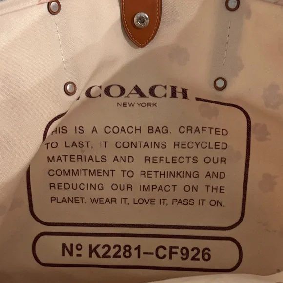 Coach Cream Tote with Brown Accents - Picture 2 of 9